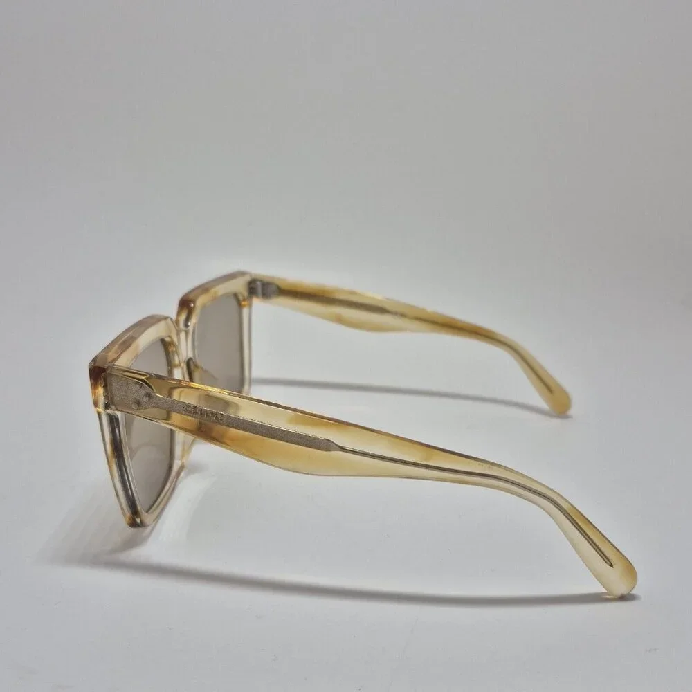 Celine Yellow  Clear Tortoiseshell Square Tinted Sunglasses Made In Italy - Picture 5 of 15